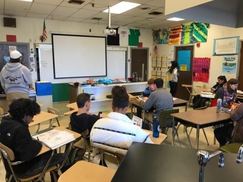 Science class during the pledge announcements. 