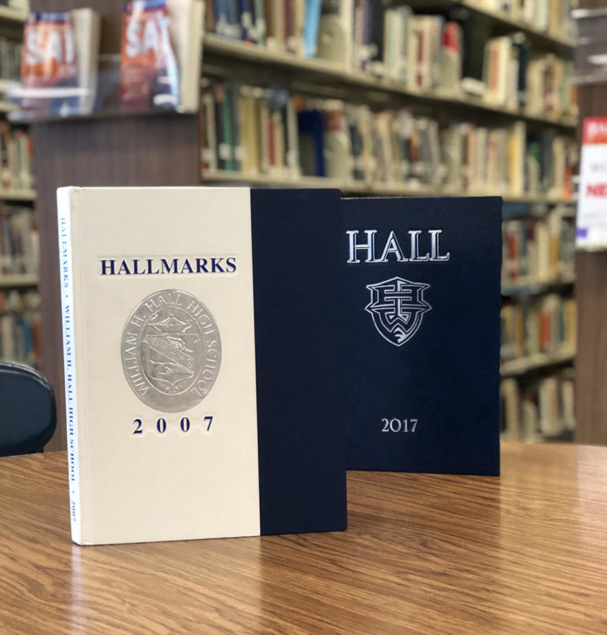 Hall High Schools yearbooks from 2007 and 2017.