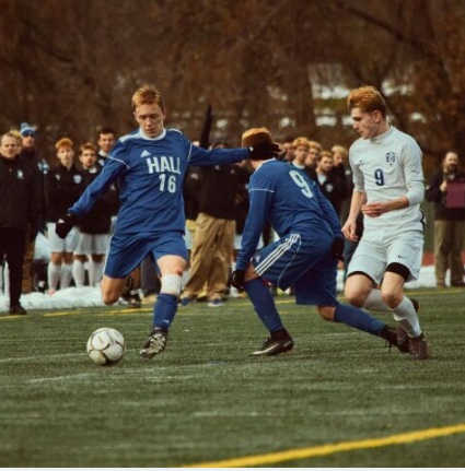 Evan playing in the state finals against Glastonbury High School