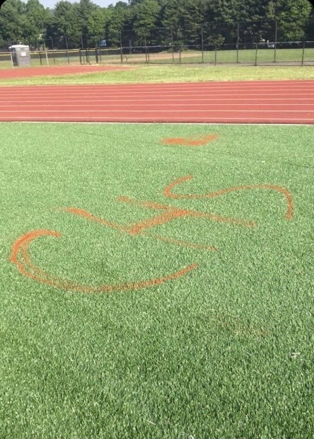 The Hall football field was spray painted by Conard fanatics this past summer