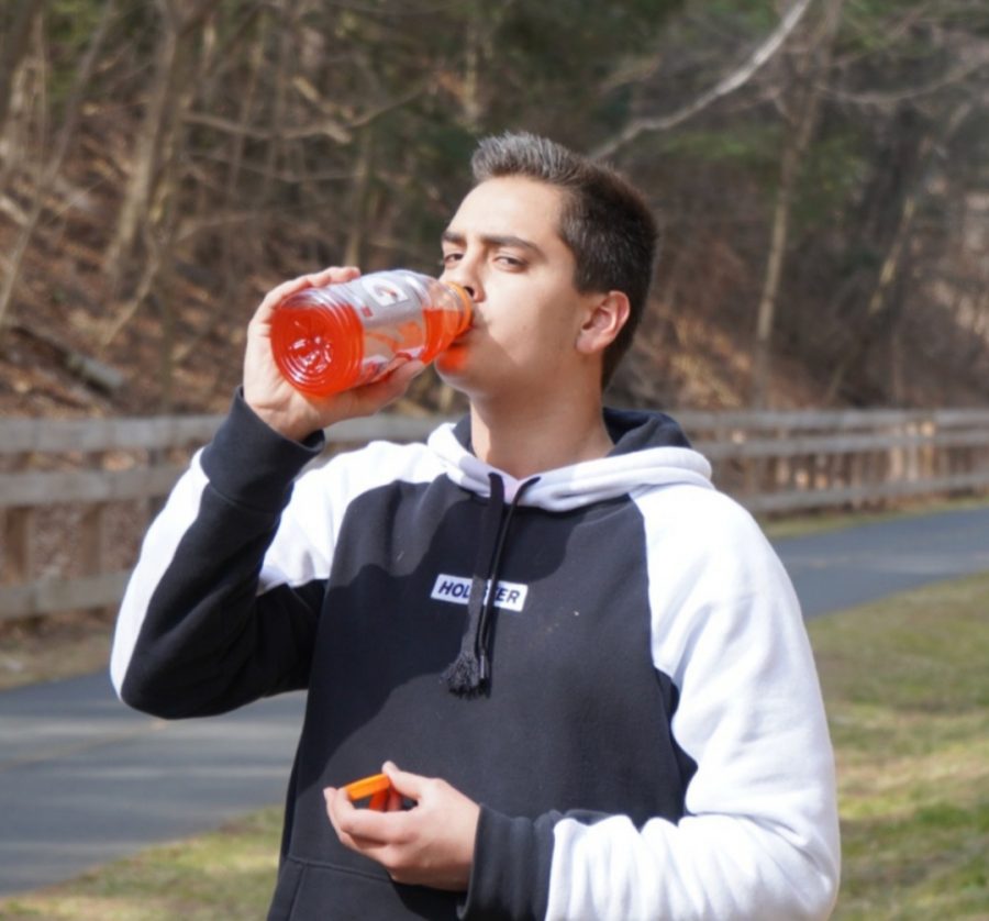 Anthony Portal drinking gatorade