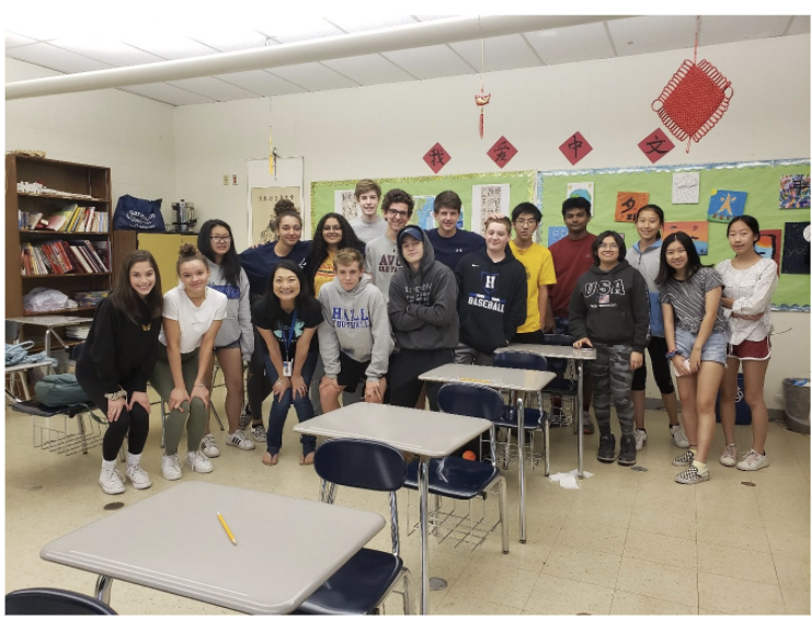 Chinese Teacher, Chen Lao Shi with her happy and packed 2018-2019 Chinese I Class. 

