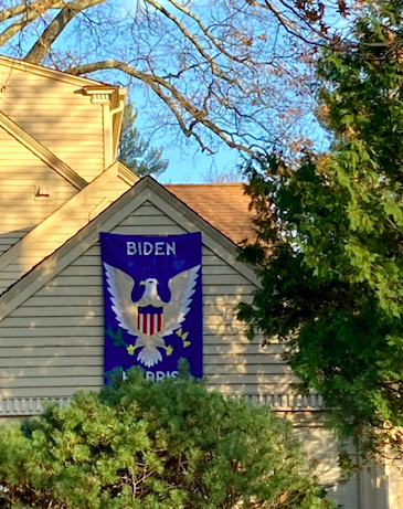 A Biden 2020 support flag on a West Hartford residents house.