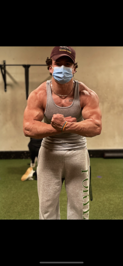 After an intense chest and triceps workout, at Anytime Fitness in West Hartford, Connecticut. 