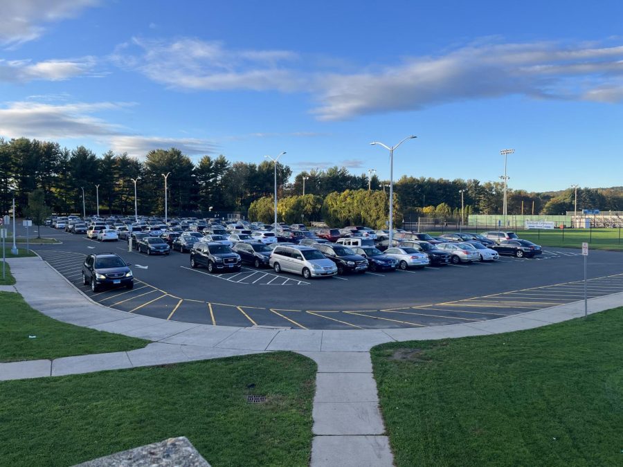On October 21, 2021 at Hall High School the student parking lot was full, once again. 
