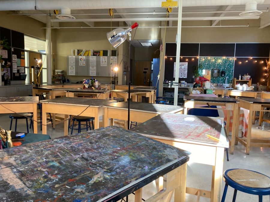 This is one of the art classrooms at Hall Highschool, where seniors complete their AP Studio Portfolio.