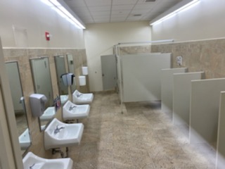 #2: The Gym Bathroom is a remarkable restroom located on the first floor of the building.  Although foot traffic is high, the Gym Bathroom redeems itself with countless high-tech amenities, spacious interior, and cleanliness. 
