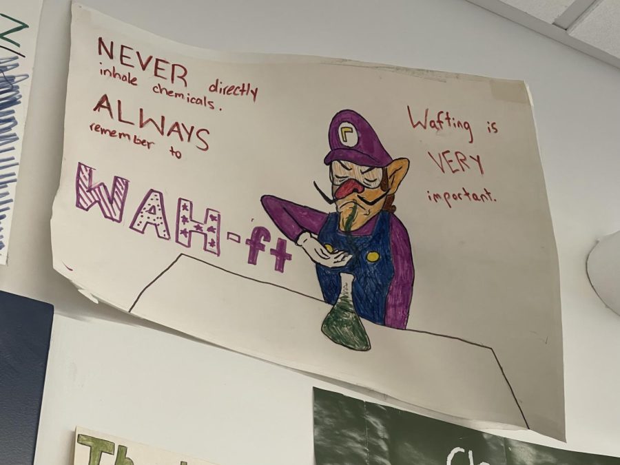 A Waluigi poster in Anthony Wasleys room.