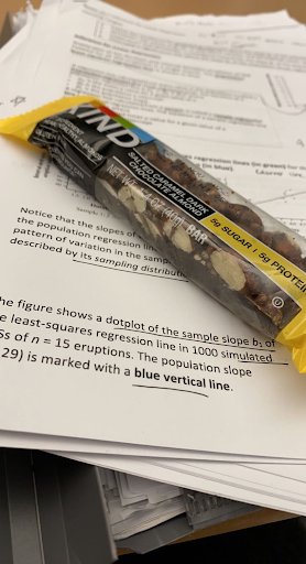 A typical American student’s “lunch” during class. For many American students, lunch is just a meal (or snacks) often eaten during class to keep their hunger at bay until dinner.