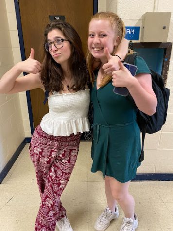 (L) “I’m gonna miss all the love. Ms. Hill, I love you so much. You’re my mother.” - Nora Grady ‘22
(R) “Honestly, like the vibes. Walking around and seeing the kids I know.” - Lily Silverman ‘22