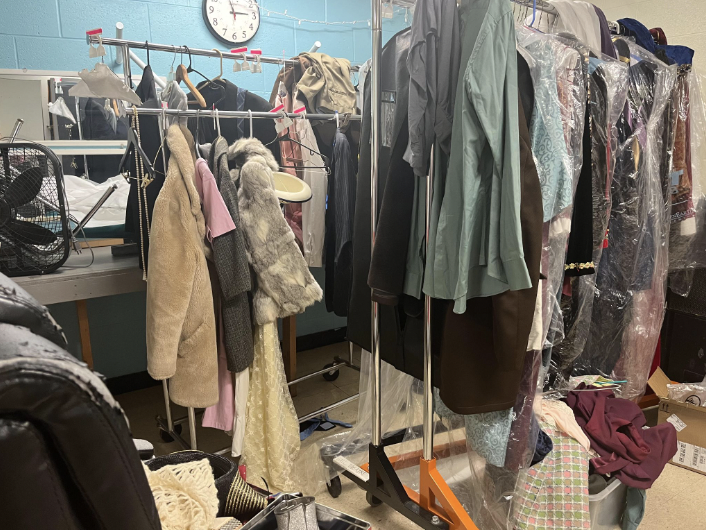 An average costume room in the weeks leading up to opening night. Full of pieces handpicked by student costume designers.
