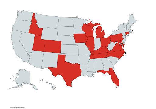 States with attempts to censor more than 100 titles in 2023
Source: American Library Association