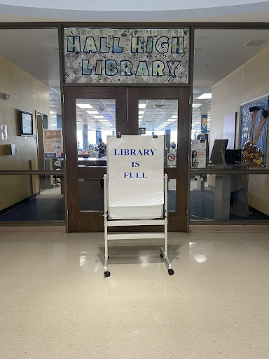 Typical day in front of the library; it's closed yet again.