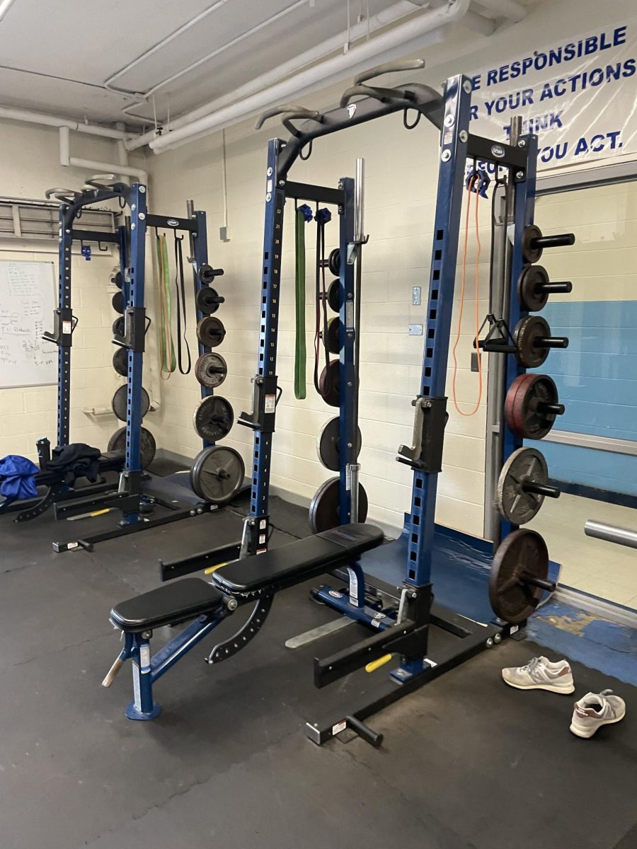 Squat rack in the weight room. 