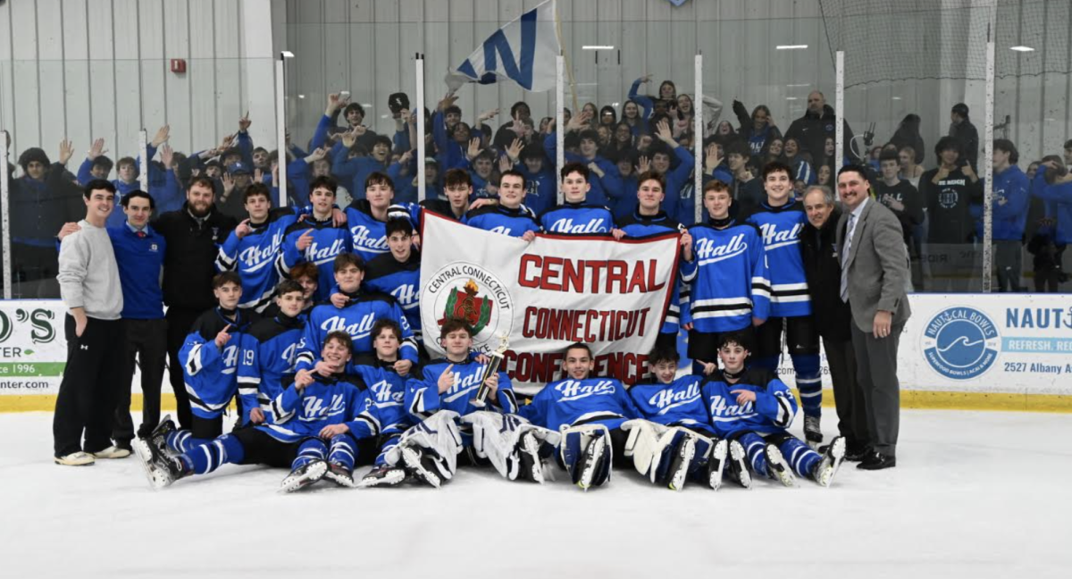Caption: 

Hall high school boys varsity hockey wins CCC championchip in 2024-2025 season 
