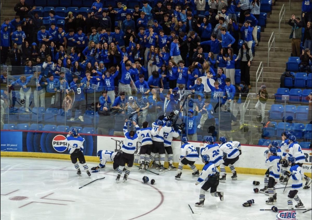Hall’s student sections erupts as boys hockey wins the first state championship in over 30 years
